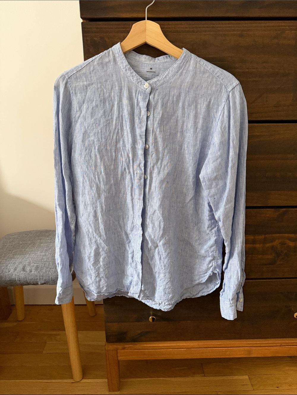 Muji Light Blue Linen Button-Front Women's Shirt